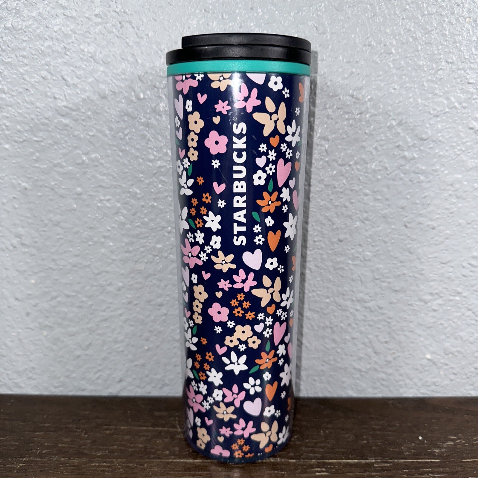 Starbucks Valentines Day 2018 Floral Hearts Tall Navy Blue Tumbler Acrylic 16 oz Starbucks Valentines Day 2018 Floral Hearts Tall Navy Blue Tumbler Acrylic 16 oz