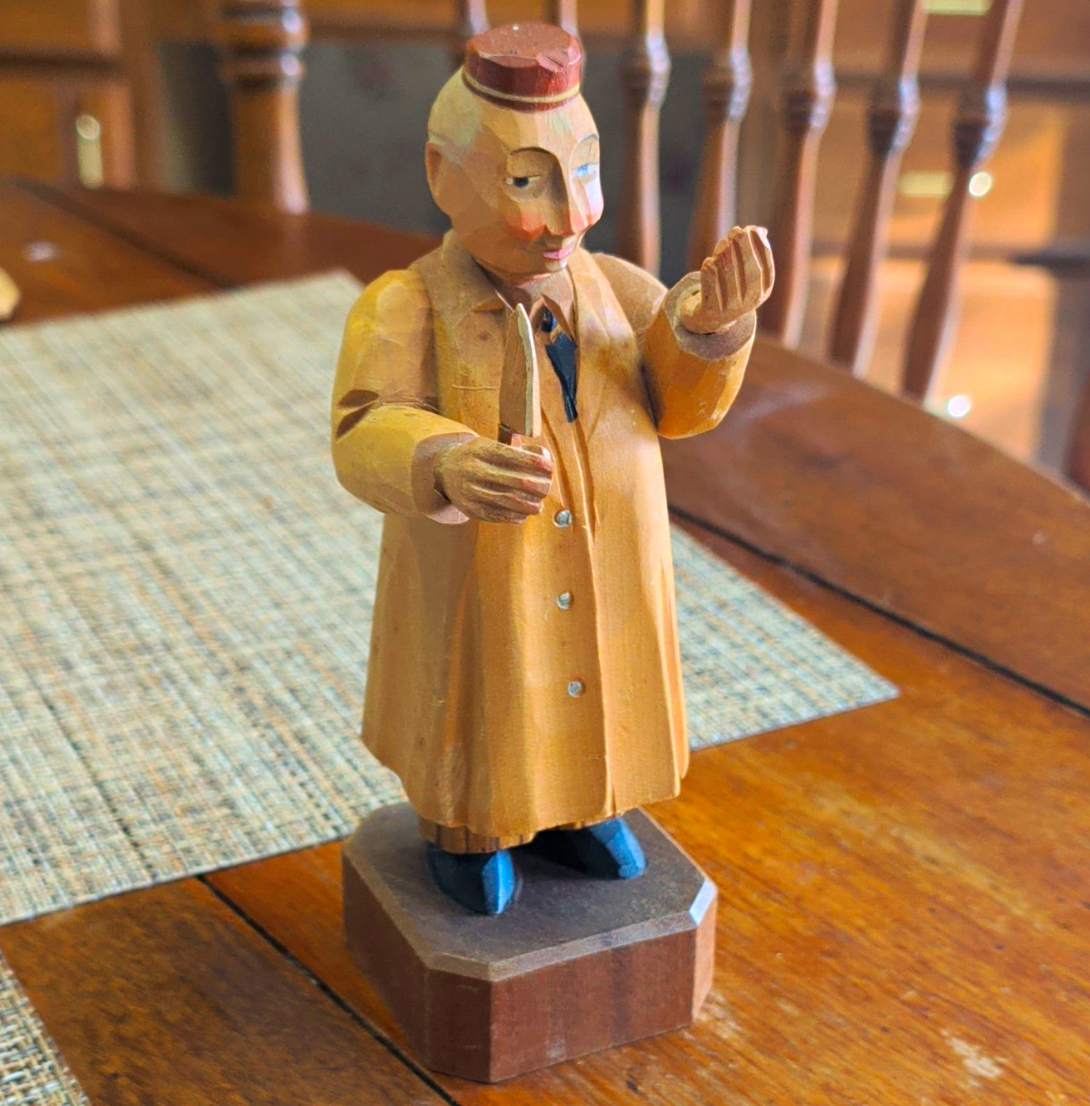 vintage ANRI hand-carved wooden medical or professional figurine from Italy