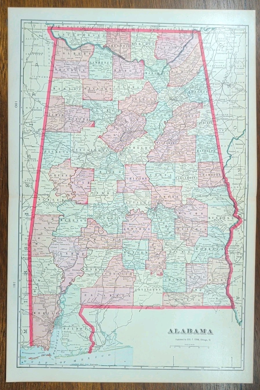 Vintage 1904 ALABAMA Map 14