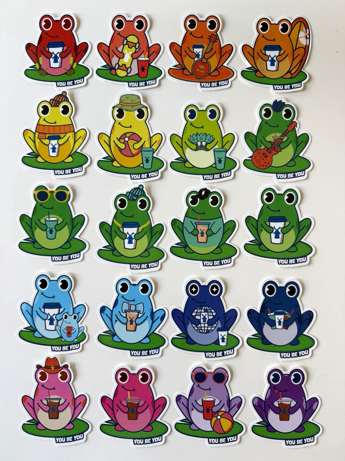 Dutch Bros You Be You Frog Stickers Complete Set of 20 RARE Collection Dutch Bros You Be You Frog Stickers Complete Set of 20 RARE Collection