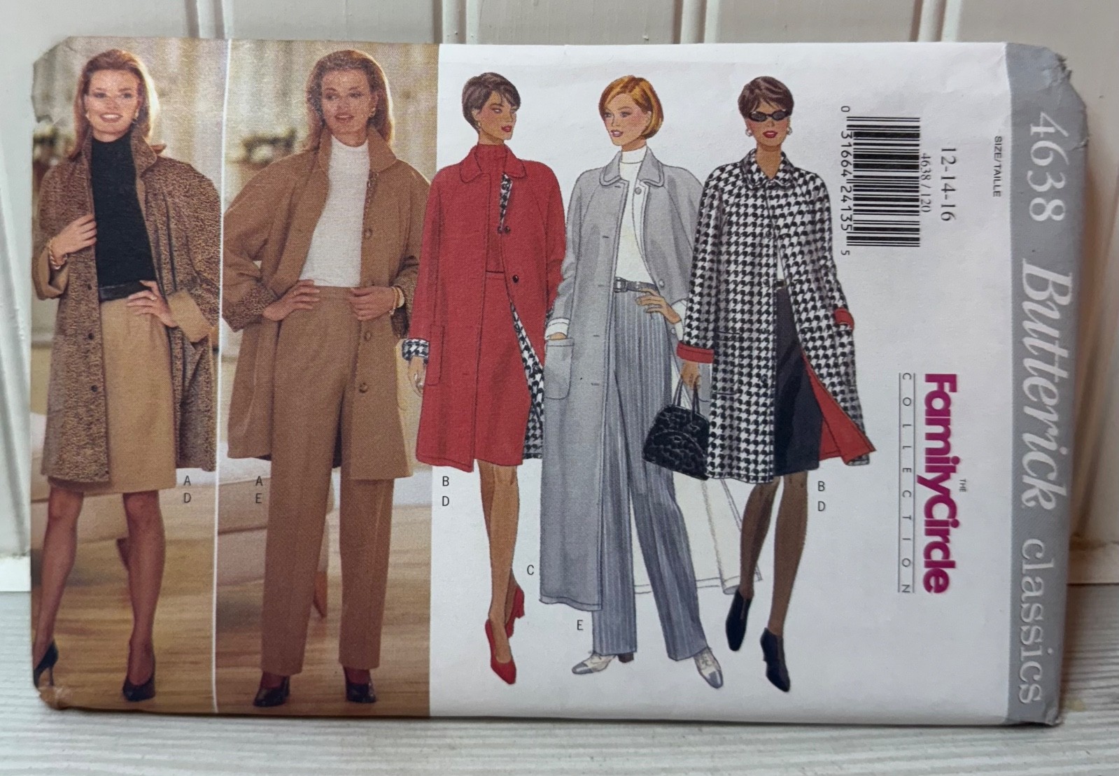 Vtg 1990's Butterick Misses' Coat,Skirt,Pants Pattern 4638 Size 12-16 Uncut FF Vtg 1990's Butterick Misses' Coat,Skirt,Pants Pattern 4638 Size 12-16 Uncut FF