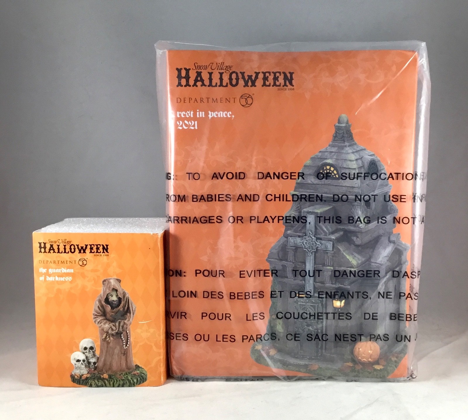 Dept 56 Lot of 2: REST IN PEACE 2021 + THE GUARDIAN OF DARKNESS Halloween NEW