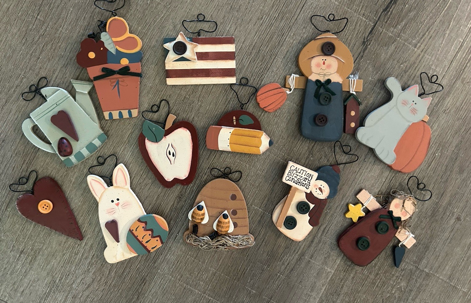Vintage All Season Wood Ornaments Winter, Back to School, Fall, Spring, Summer Vintage All Season Wood Ornaments Winter, Back to School, Fall, Spring, Summer