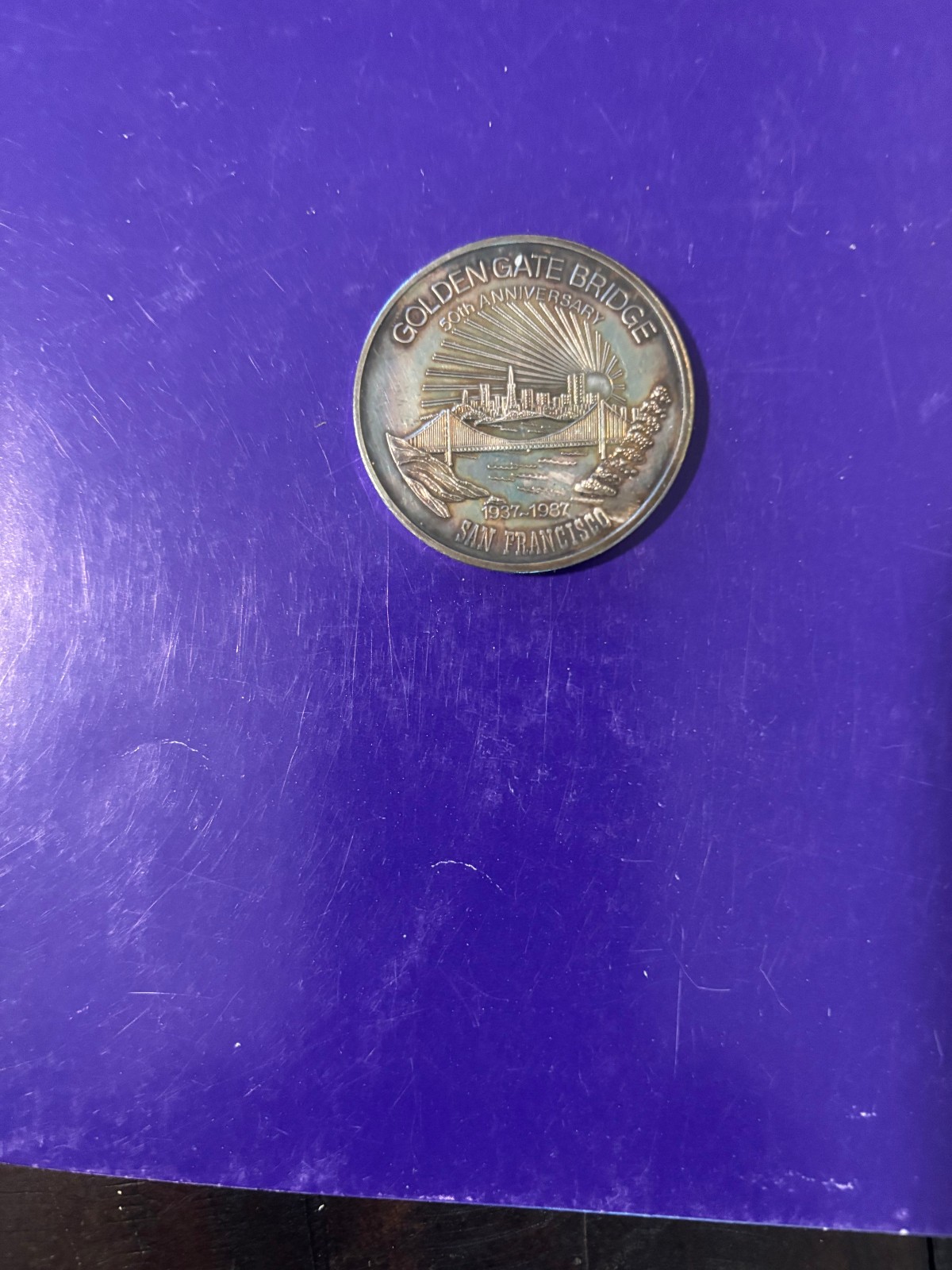 1987 SAN FRANCISCO GOLDEN GATE 50TH ANNIVERSARY SILVER COIN 1987 SAN FRANCISCO GOLDEN GATE 50TH ANNIVERSARY SILVER COIN