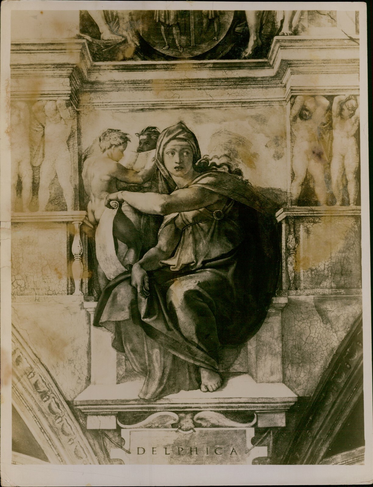 GA42 Original Photo SYBIL OF DELPHI Michelangelo Sistine Chapel Vatican Palace