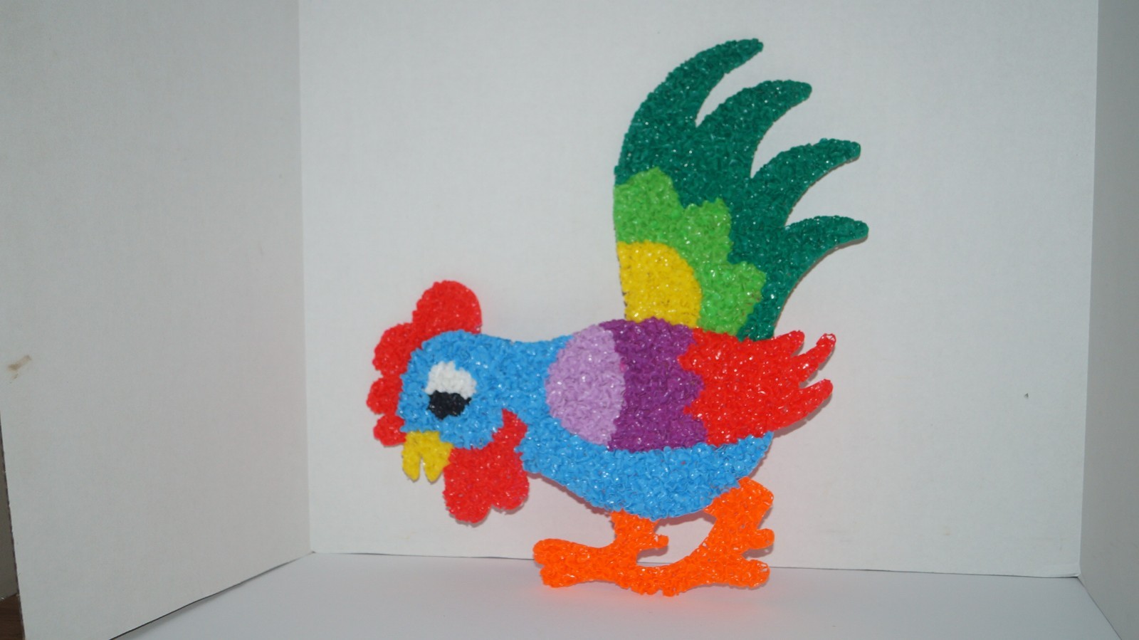 Vintage Rare 17” Tall Melted Plastic Popcorn Wall ROOSTER Chicken - Kage Co USA