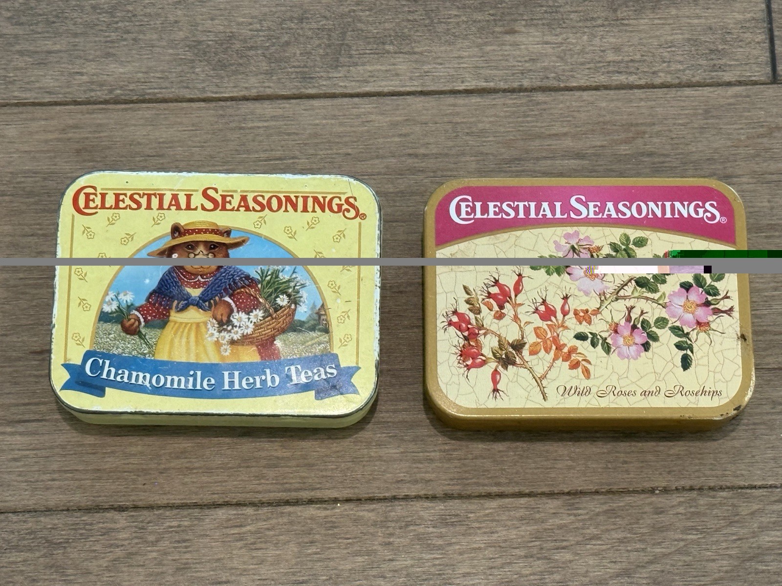 Vintage Celestial Seasonings Tins Chamomile Herb Teas Wild Roses & Rosehips Lot Vintage Celestial Seasonings Tins Chamomile Herb Teas Wild Roses & Rosehips Lot