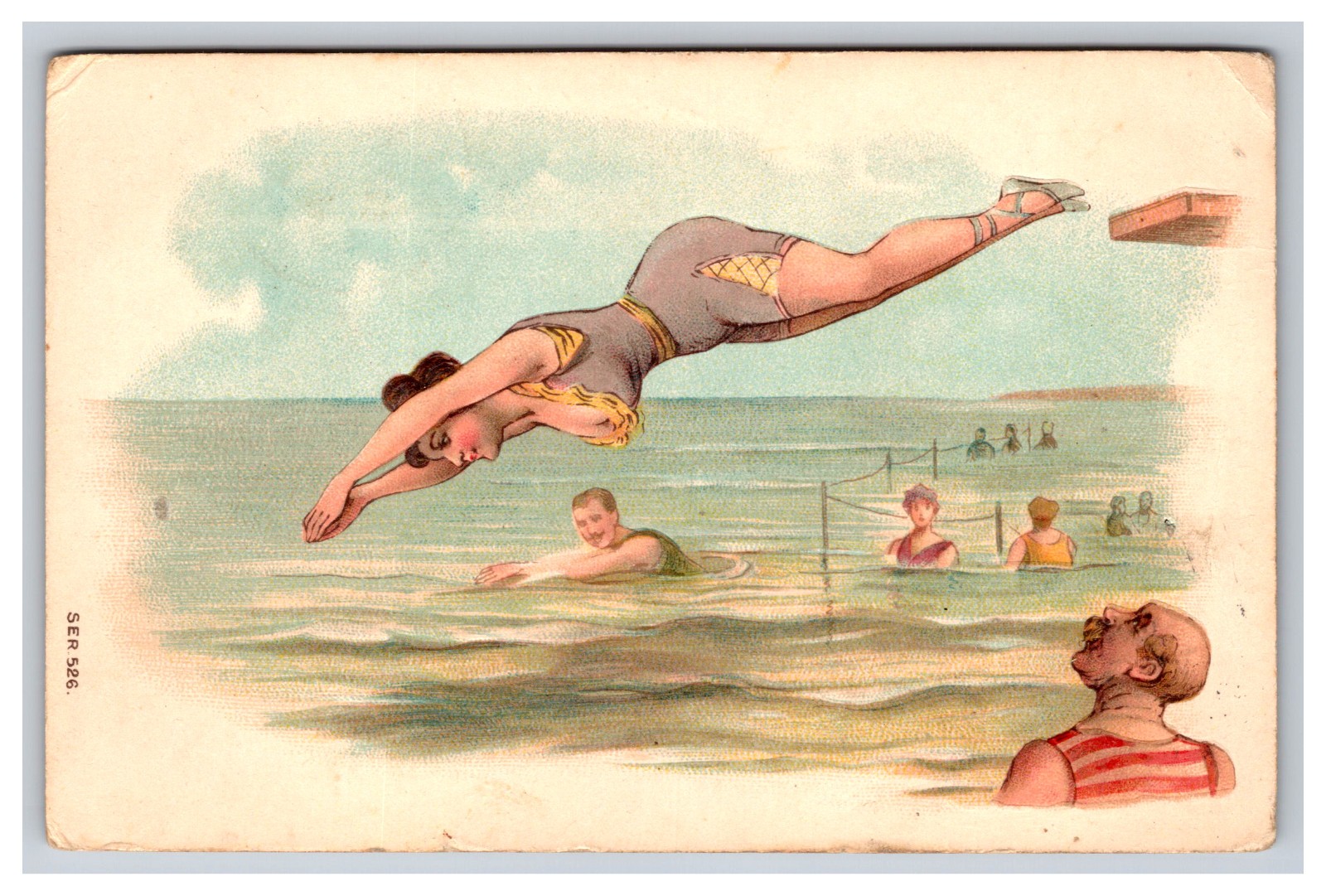 Bathing Beauty Diving Into The Ocean Postcard
