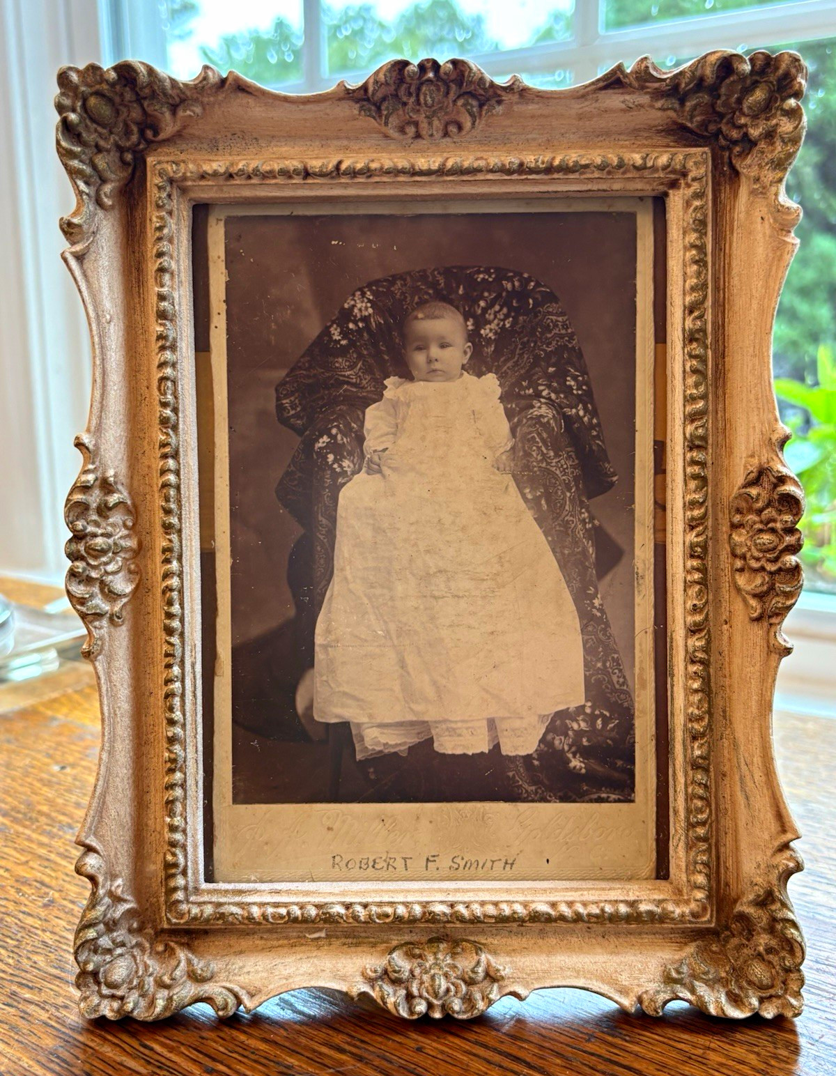 Antique 1890s Cabinet Card Infant Portrait Baby Gown Goldsboro NC Photo Picture Antique 1890s Cabinet Card Infant Portrait Baby Gown Goldsboro NC Photo Picture