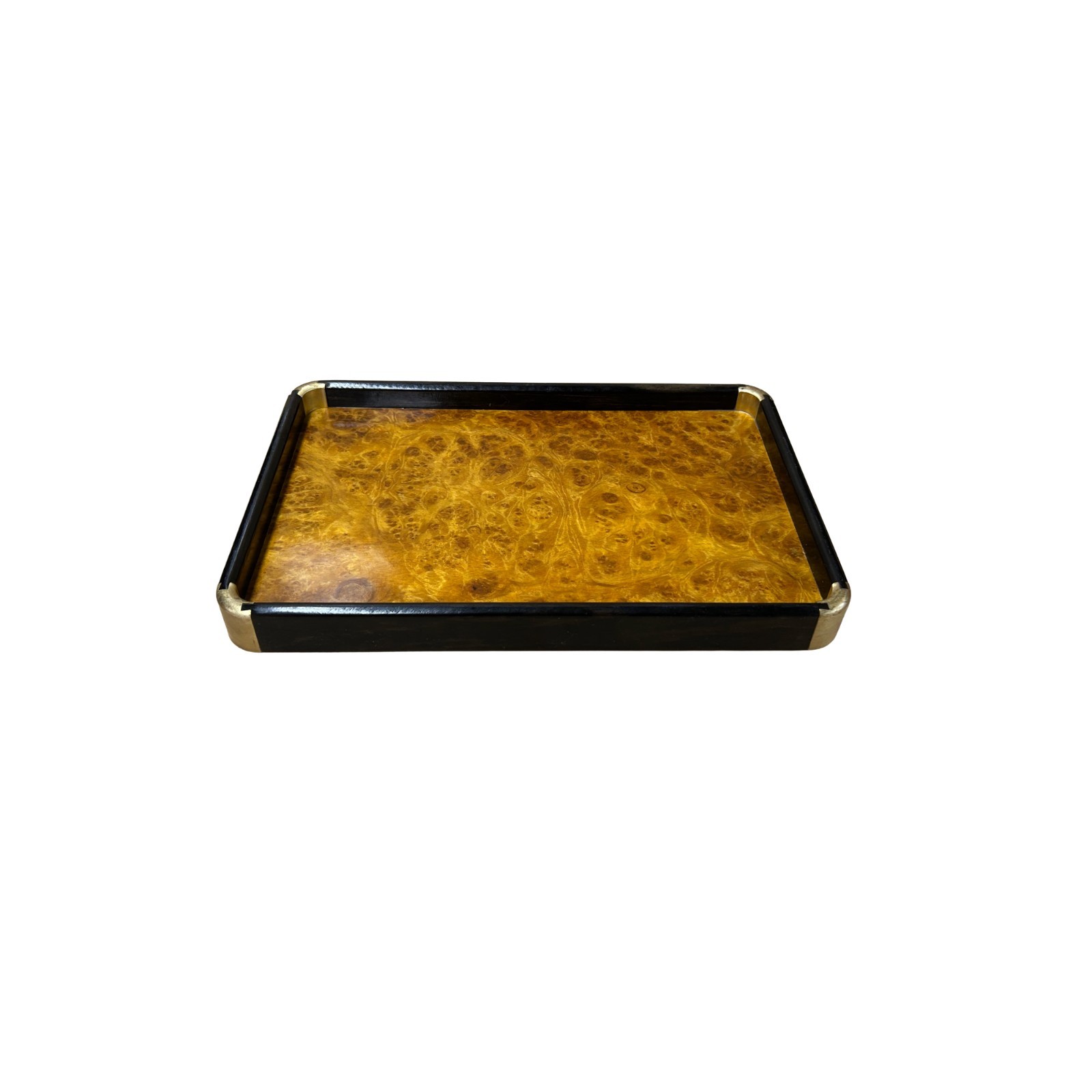 Chinoiseries Golden Brown Burl Rectangular Wood Accent Tray GB318