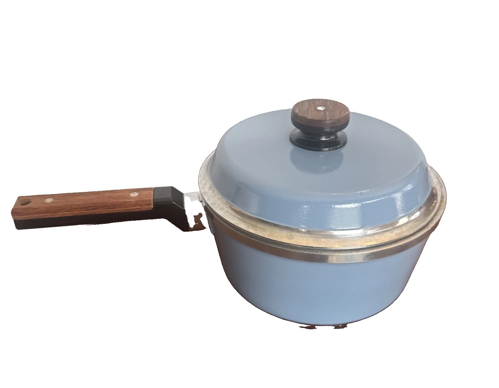 Vintage KF Kitchen Fair Cast Aluminum Sauce Pan Non Stick 9” With Lid Blue