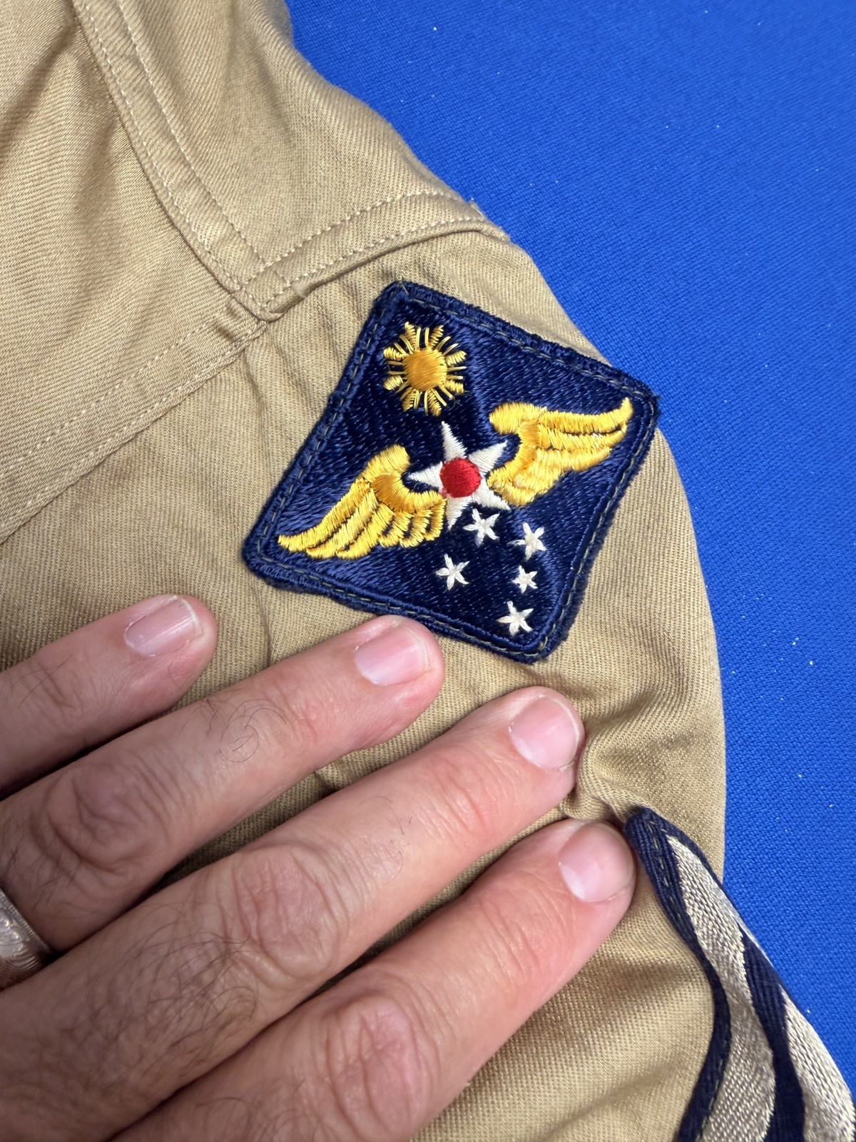 WWII cotton shirt 20th Air Force and Far East Army Airforce shirt near perfect WWII cotton shirt 20th Air Force and Far East Army Airforce shirt near perfect