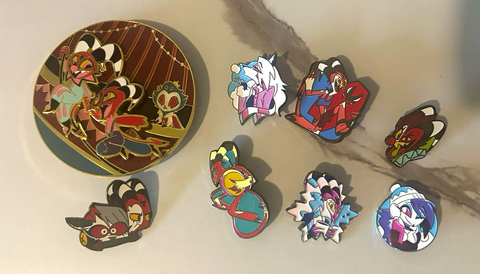 Helluva boss pin lot 8 pc set Blitzo Stolas Loona Octavia Shark Robot metal pins