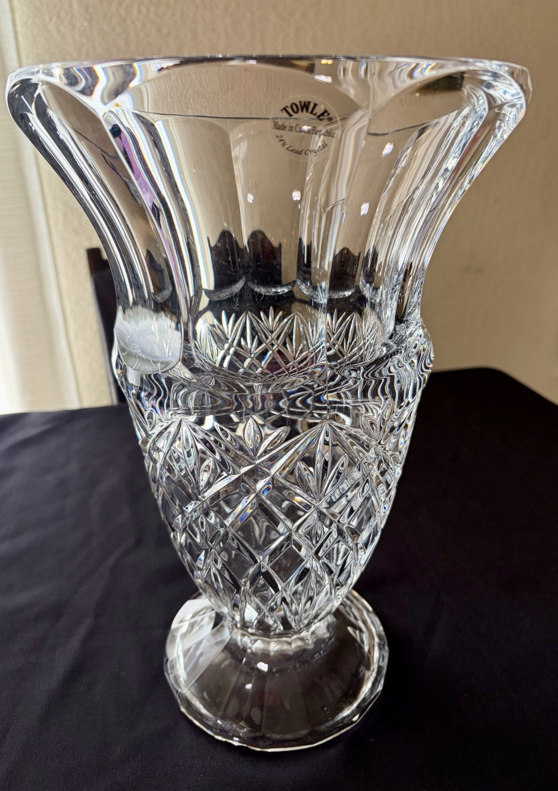 Vintage Towle Crystal Vase With Sticker