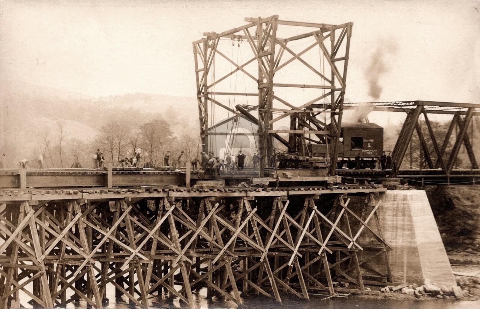 Nisbet Pennsylvania c1910 New P&E Railroad Bridge RPPC Photo Postcard COPY Nisbet Pennsylvania c1910 New P&E Railroad Bridge RPPC Photo Postcard COPY