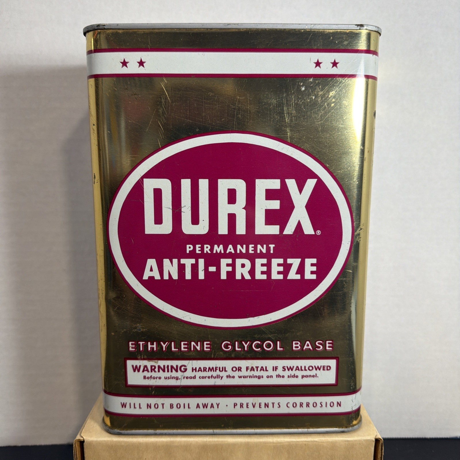 Vintage DUREX PERMANENT ANTI-FREEZE 1 GALLON CAN-MID STATES DISTRIBUTING CO.