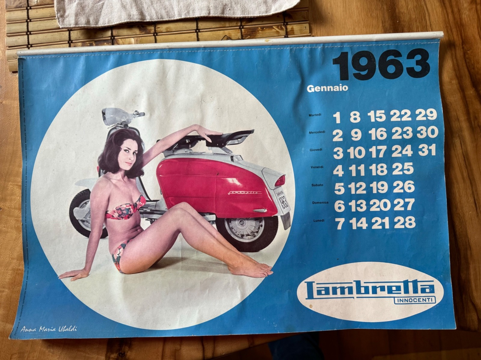 100% genuine Original 1963 Innocenti Lambretta Calendar