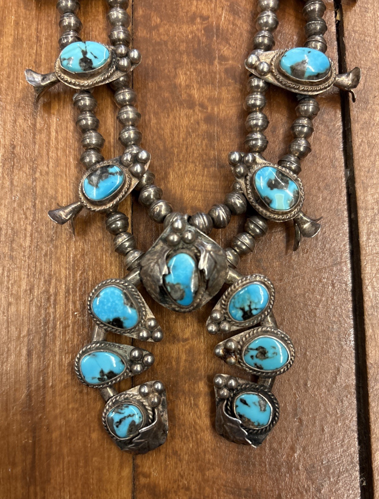 Vintage Native American Turquoise Necklace Sterling Silver Navajo OLD PAWN