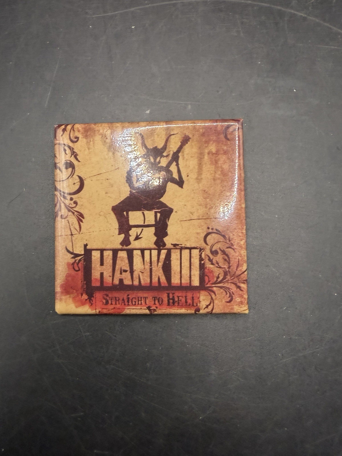 Hank III Straight To Hell Vintage Square Promo Button Pin Hank Williams 3 