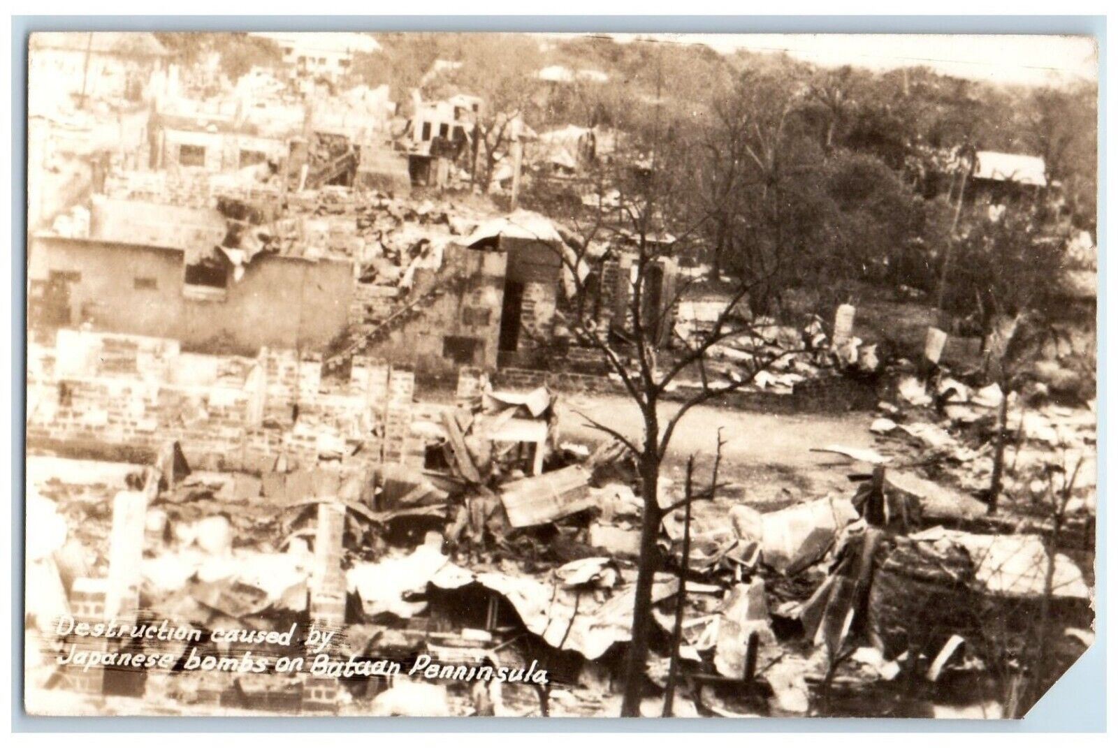 c1940's WWII Destruction US Japan Bombs Bataan Philippines RPPC Photo Postcard c1940's WWII Destruction US Japan Bombs Bataan Philippines RPPC Photo Postcard