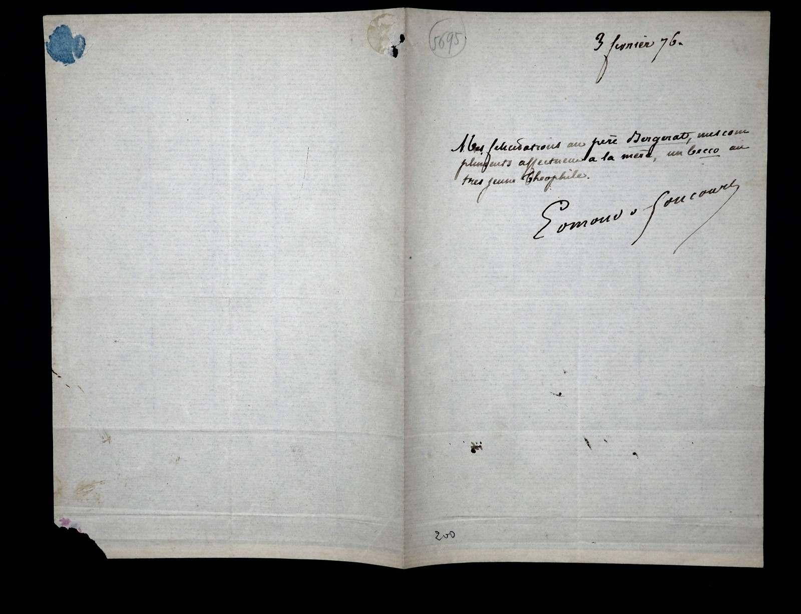 Edmond DE GONCOURT - Signed Autograph Letter