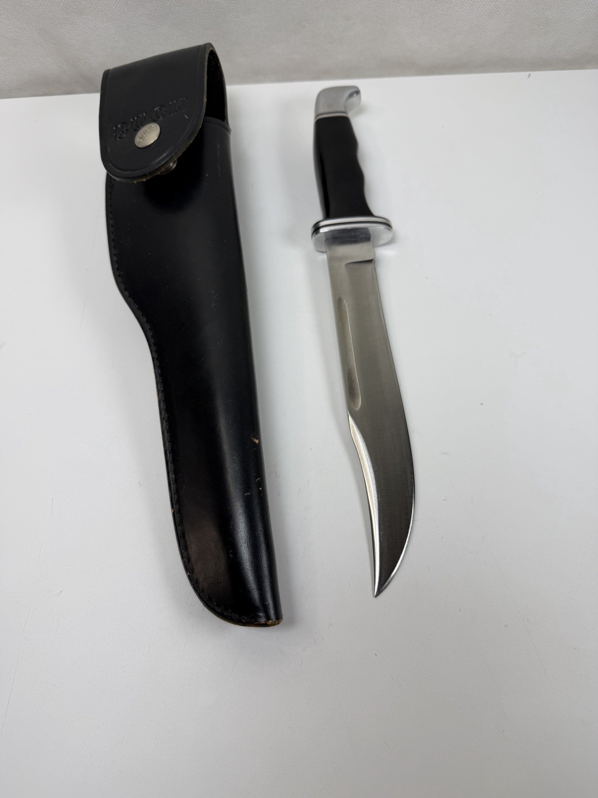 VTG 1972 Buck 120 General Knife Inverted 3Line Stamp 2Spacer w/ Leather Sheath