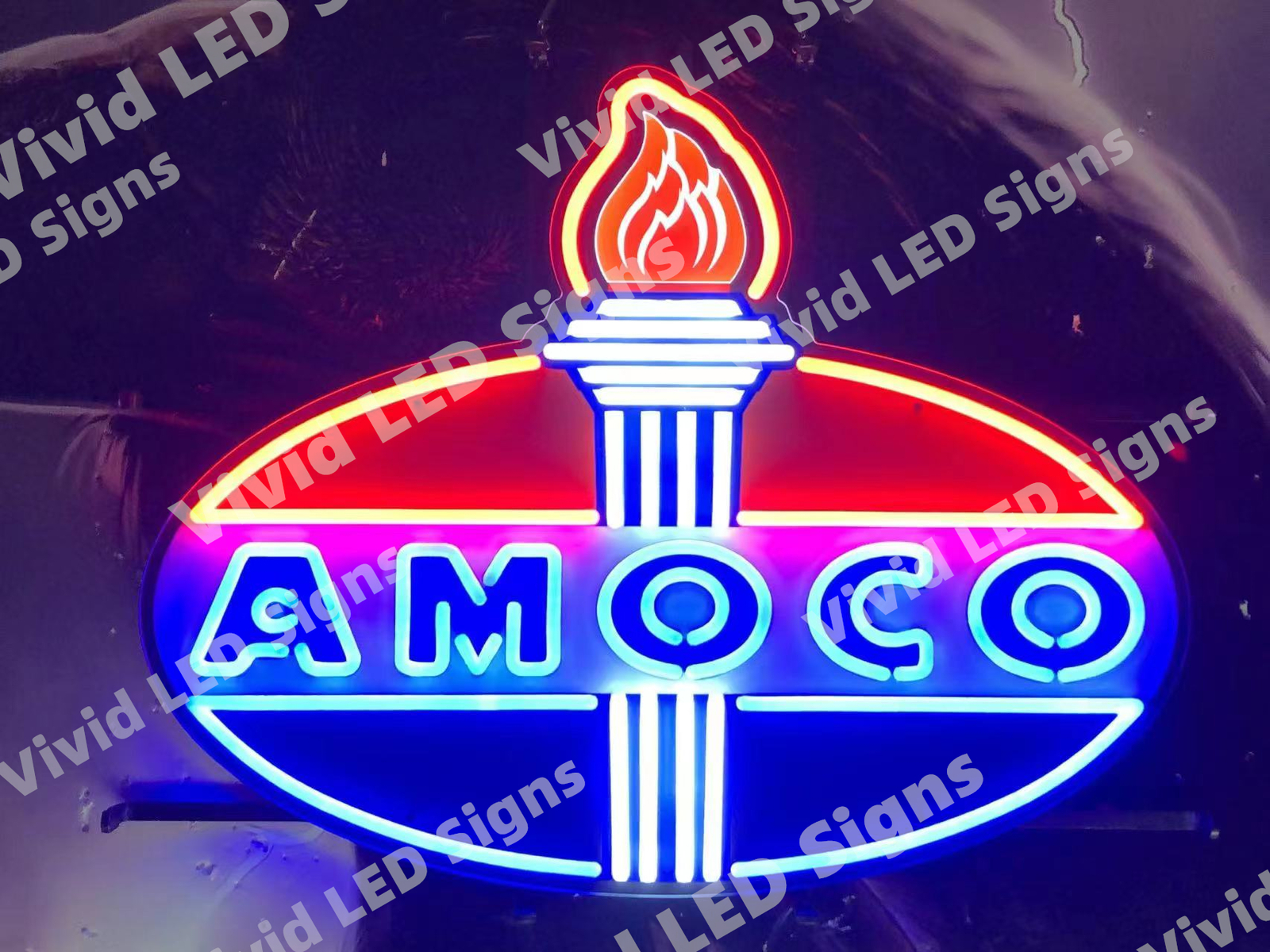 Amoco Oil Gasoline Gas Fuel Station Vivid LED Neon Sign Light Bar With Dimmer