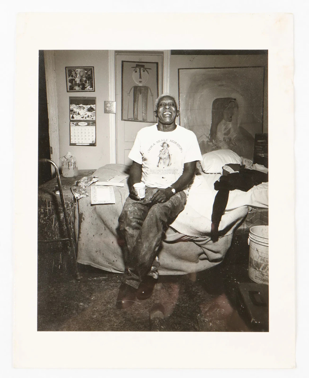 Andrew Eccles (20th c.) Portrait of Artist Mose Tolliver Folk Artist Andrew Eccles (20th c.) Portrait of Artist Mose Tolliver Folk Artist