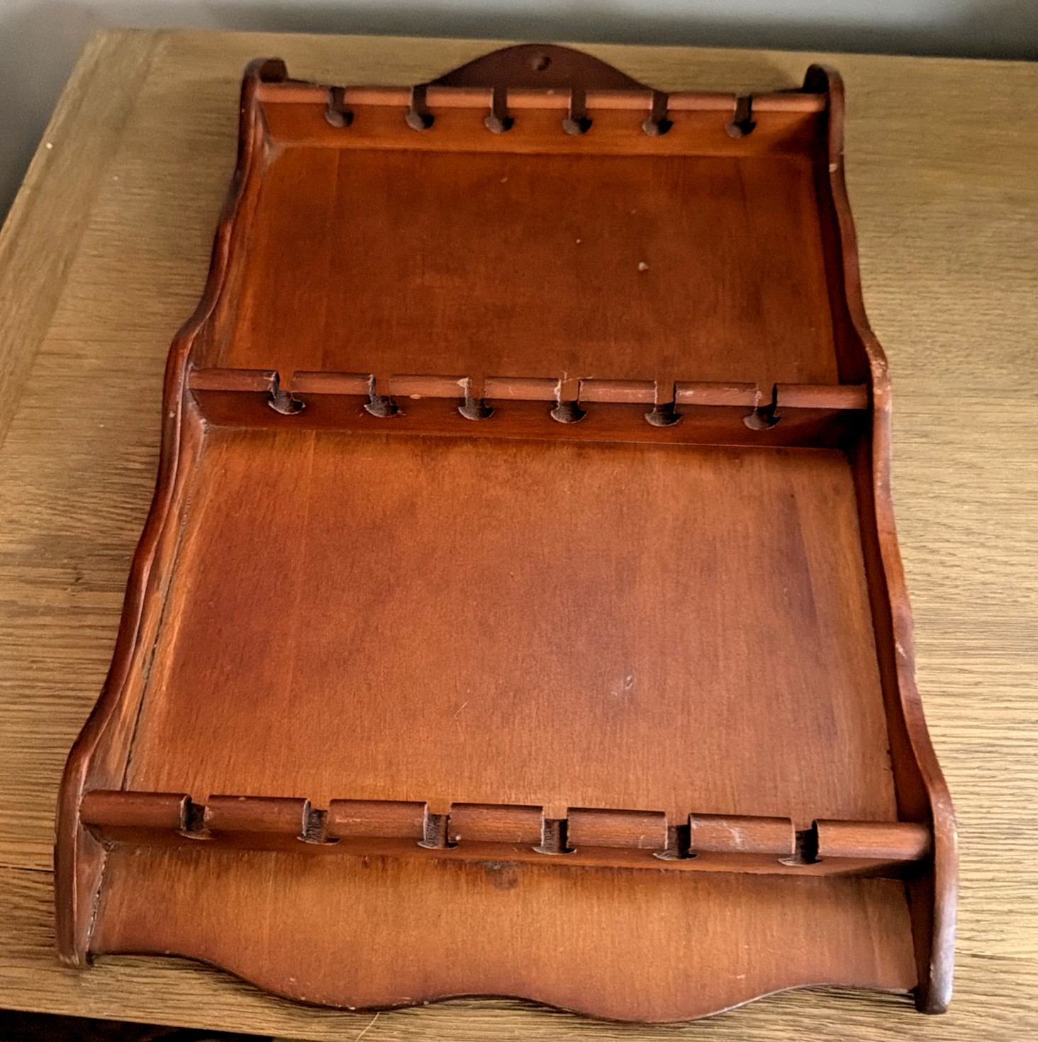 Vintage Wooden Spoon Rack – 18 Slots – Wall‑Mounted wood Display Holder 17x10.5