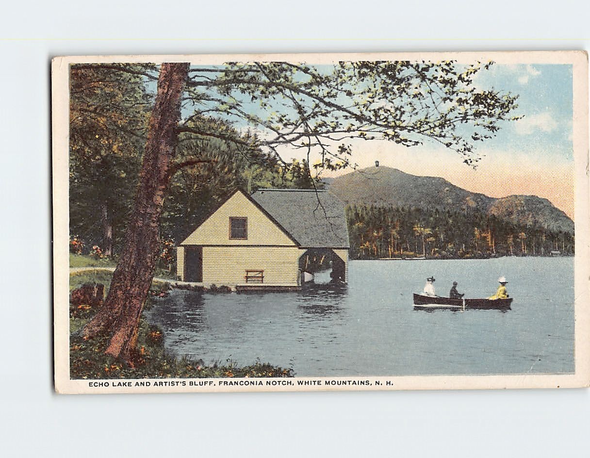 Postcard Echo Lake & Artist\'s Bluff Franconia Notch NH USA