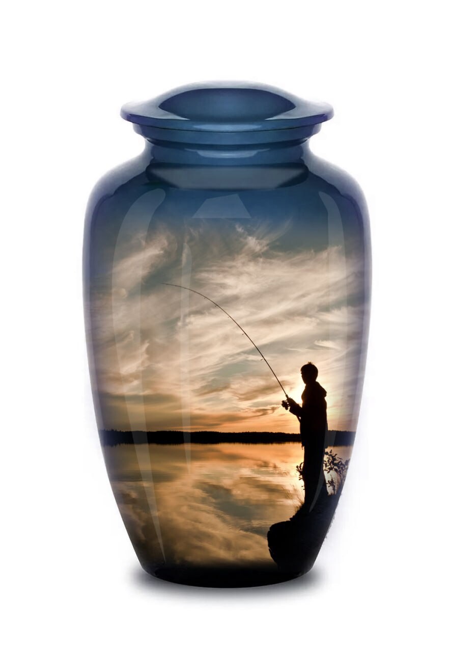 Human URN Fisherman Fishing Cremation for Adult Ashes Lighthouse Urn-