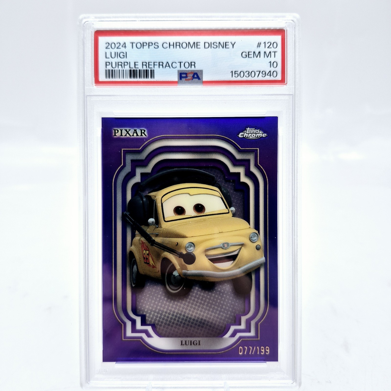 2024 Disney Topps Chrome Luigi #120 PSA 10 Cars Purple /199 2024 Disney Topps Chrome Luigi #120 PSA 10 Cars Purple /199