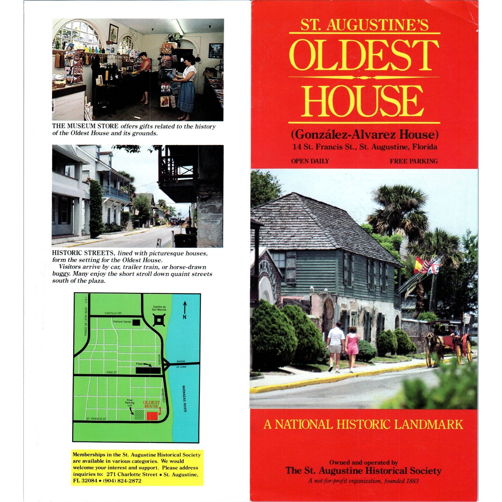 Vintage St. Augustine\'s Oldest House Gonzales-Alvarez FL Brochure H5-5