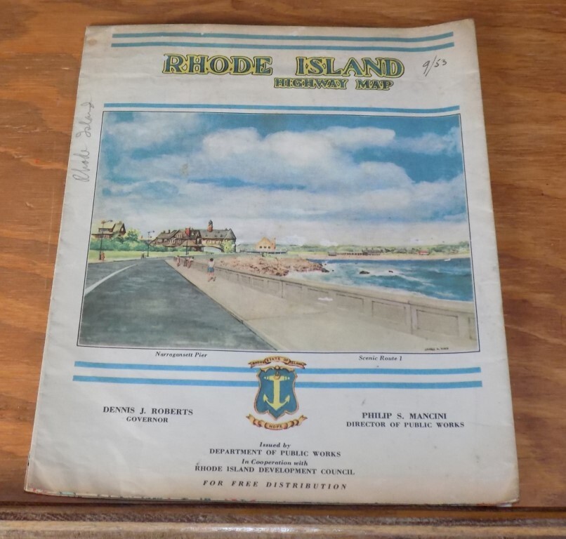 1953 Official State Road Map of RHODE ISLAND