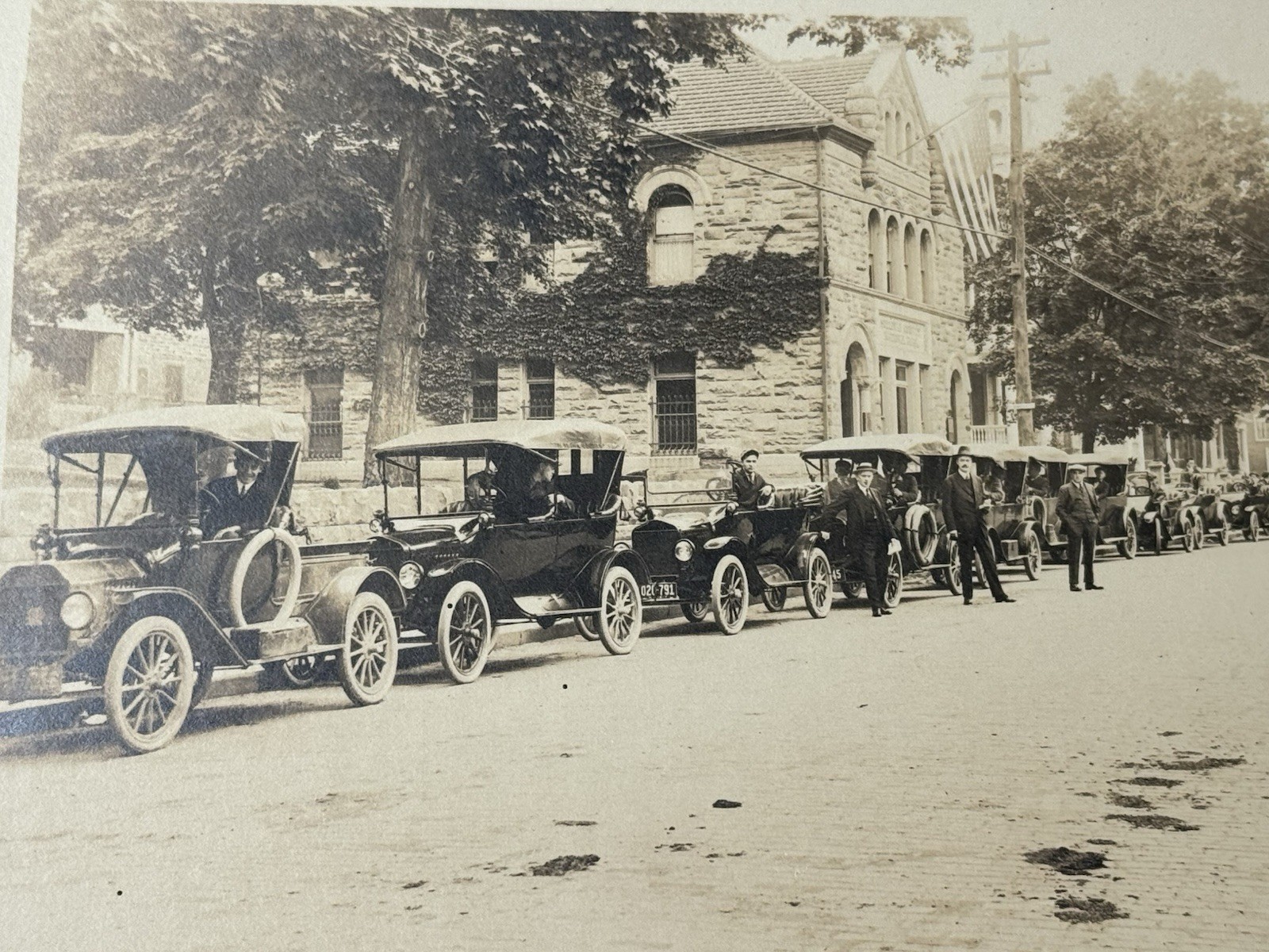 Model T Automobiles On Street Sullivan National Bank Liberty NY Orig Photo c1915