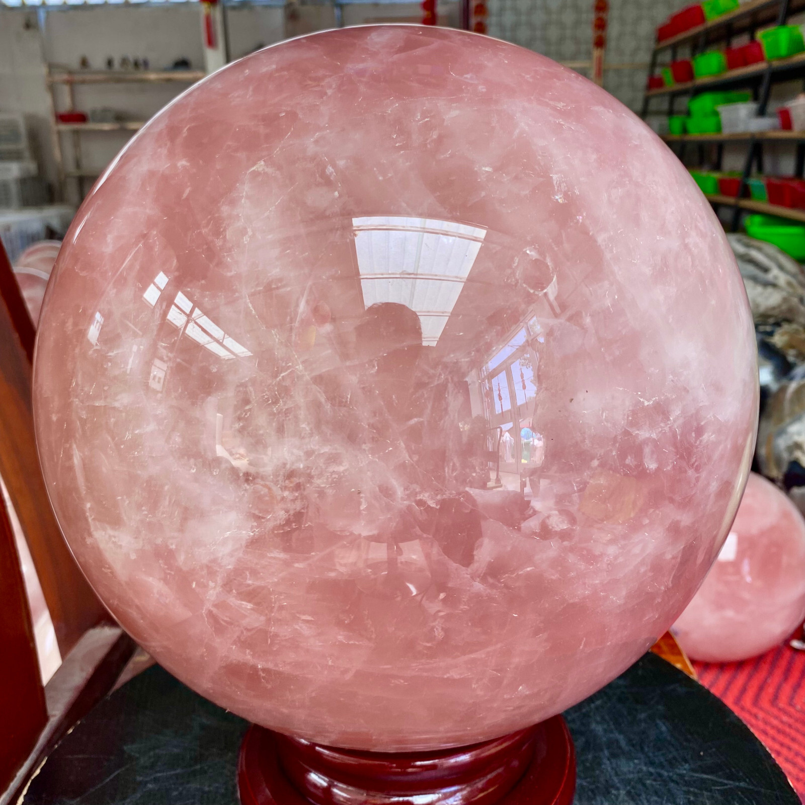 77.16LB Large Natural Pink Rose Quartz Crystal Sphere Ball Healing Reiki
