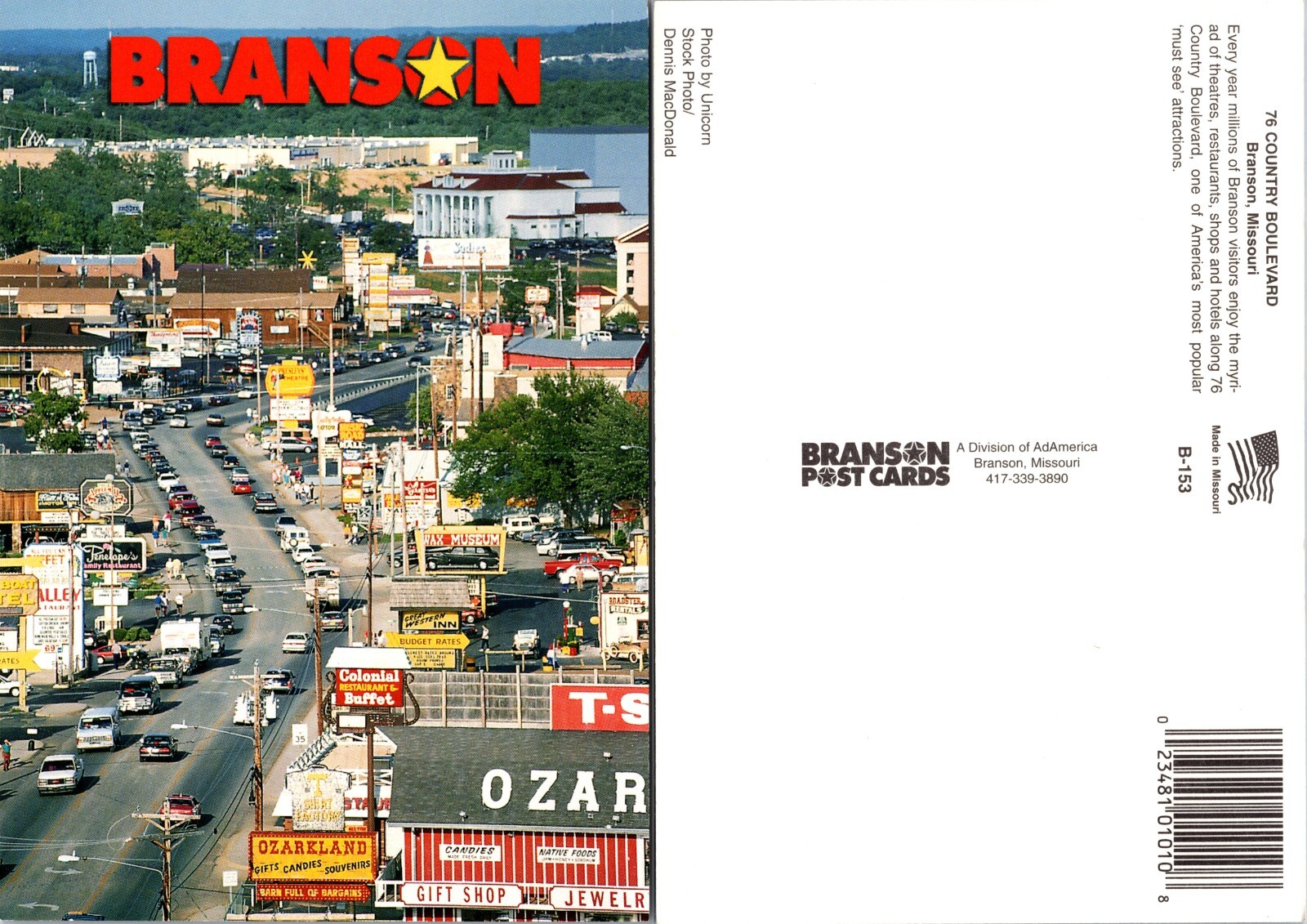 Continental 76 Country Boulevard Branson MO Postcard