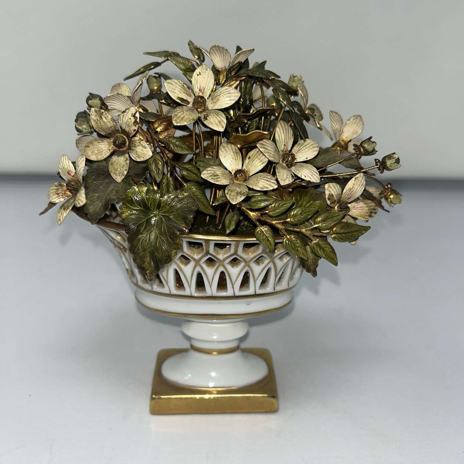 Vintage Gorham Jane Hutcheson Fleur des Siecles Enamel Flower Arrangement 7”