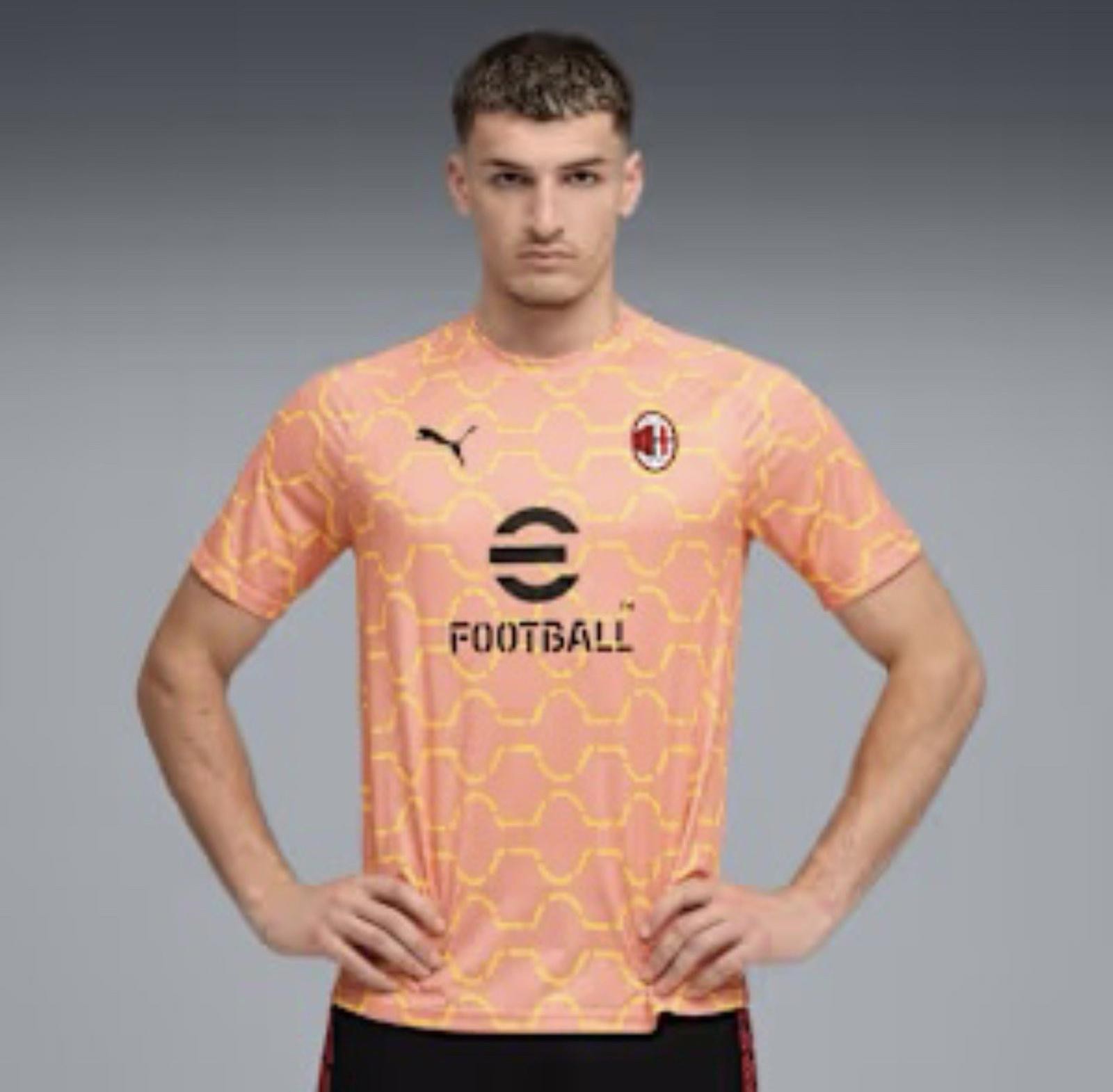Men's Puma Light Orange AC Milan 2025/26 Pre-Match dryCell Training Jersey M