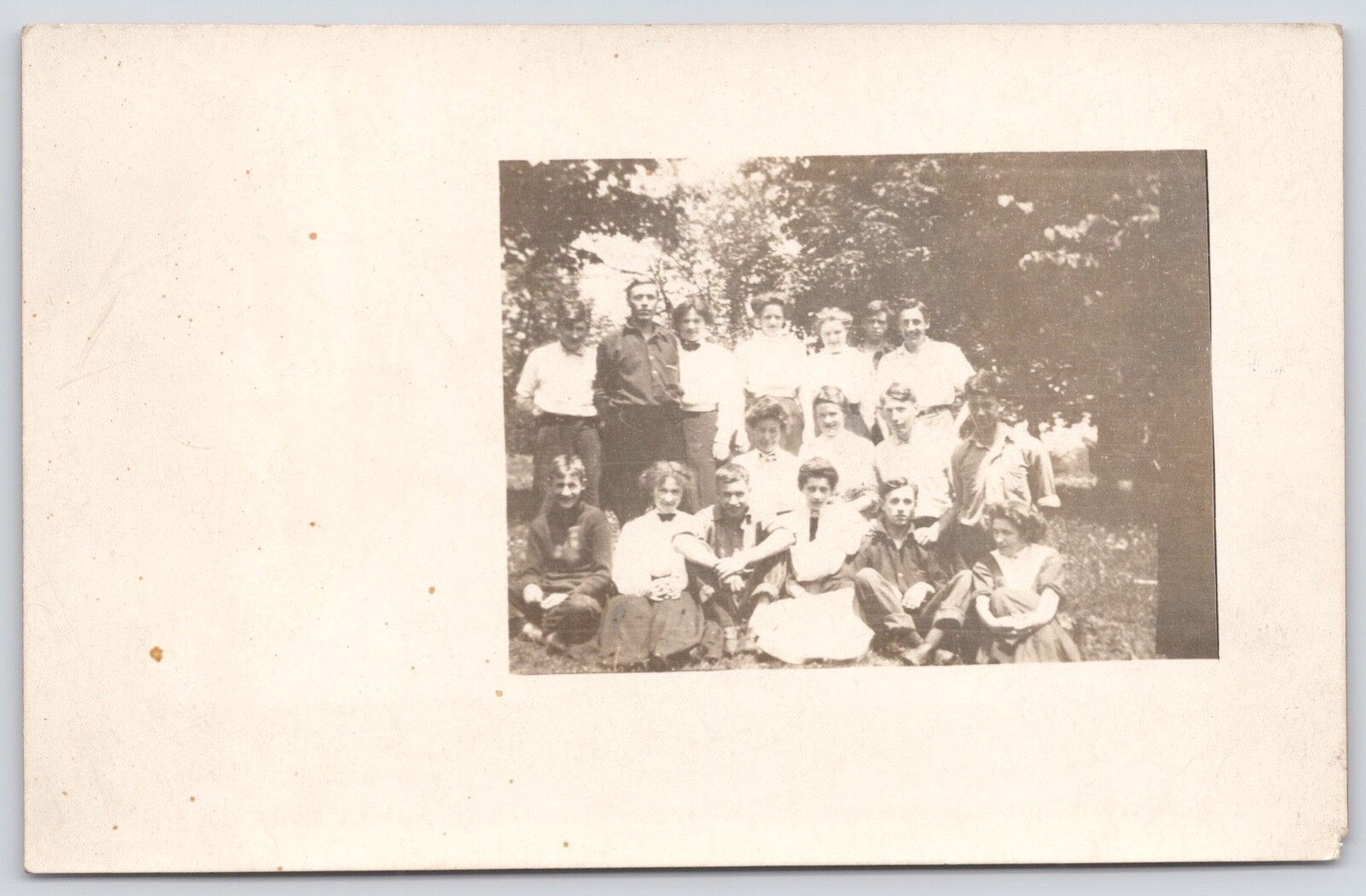 Postcard RPPC Close-knit Group of Young People Posing Outside circa 1910 Postcard RPPC Close-knit Group of Young People Posing Outside circa 1910