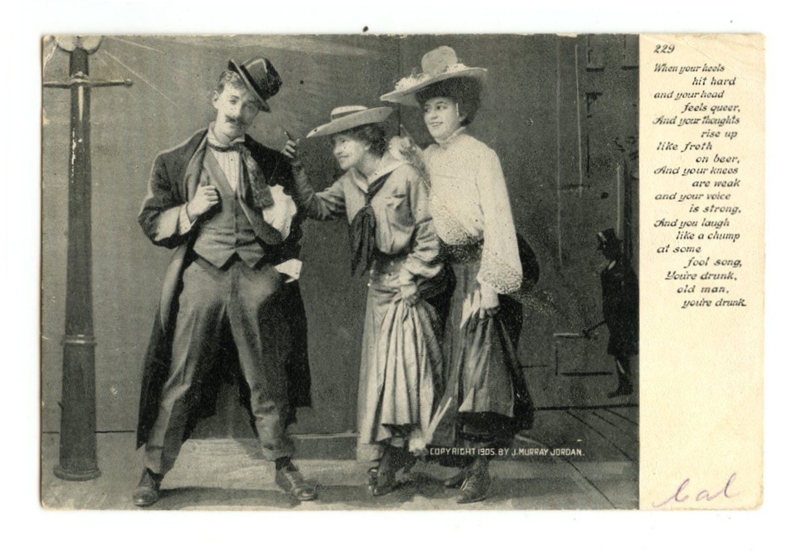 Pre-Prohibition Poem with Two Women and a Drunk Man 1905 Temperance