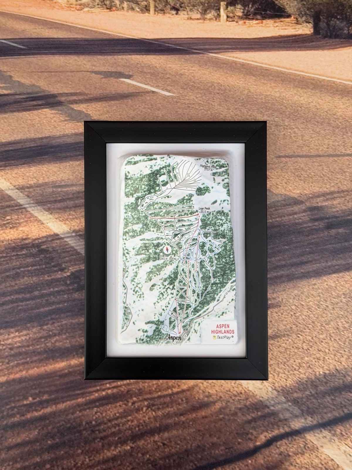 Aspen Highlands Ski Resort ⛷️ 3D Topographical Raised Relief Map Framed Wall Art