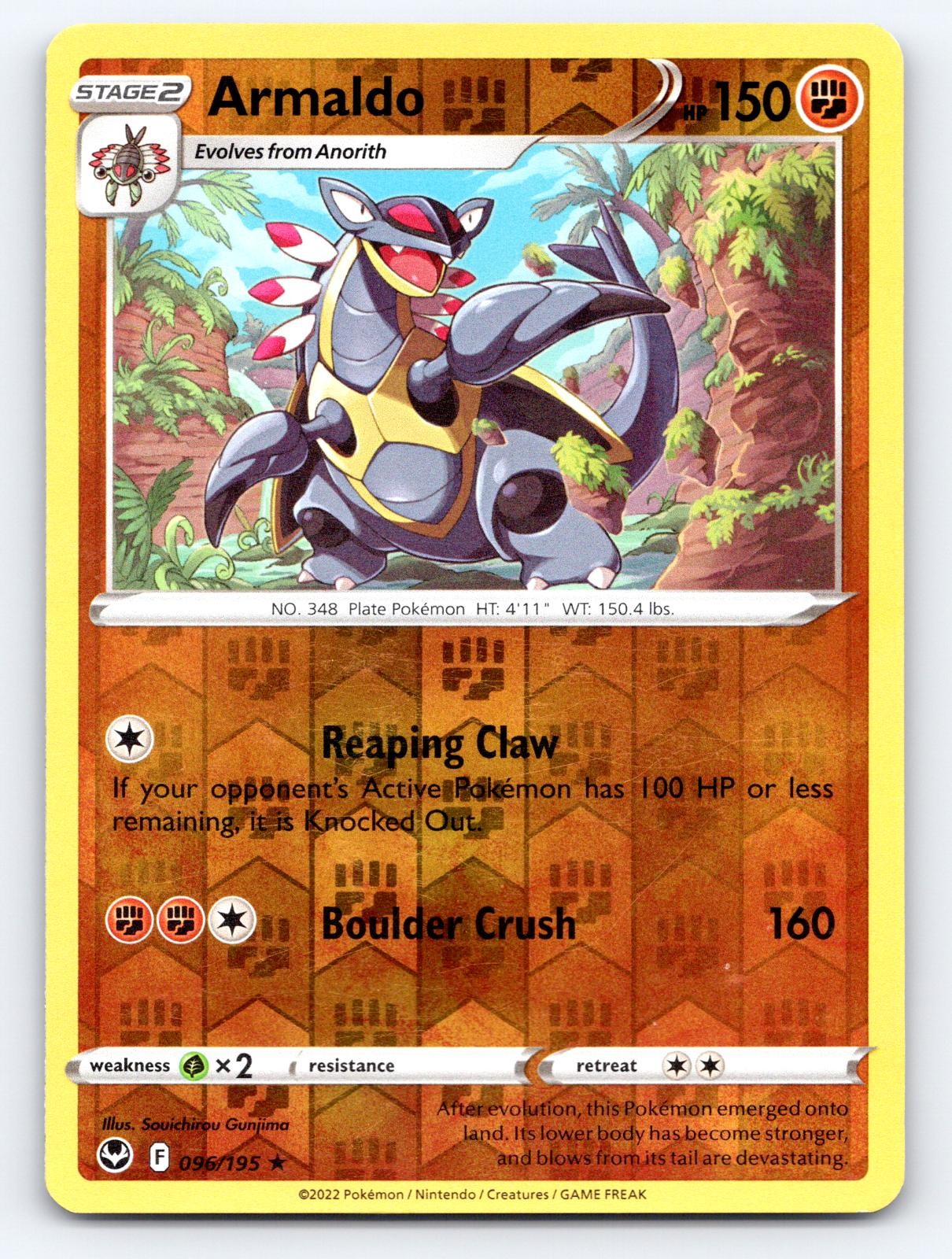 Armaldo 096/195 Rare Silver Tempest Pokemon Reverse Holo Moderately Played