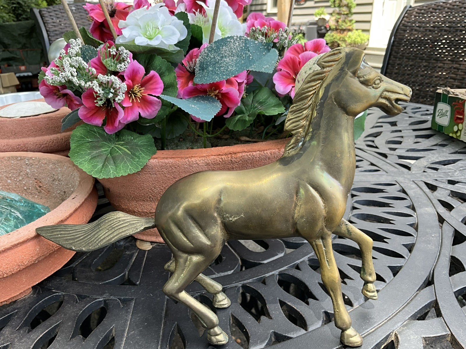 -Vintage Solid Brass Horse Figurine Sculptor 11.5'' Long -Vintage Solid Brass Horse Figurine Sculptor 11.5'' Long