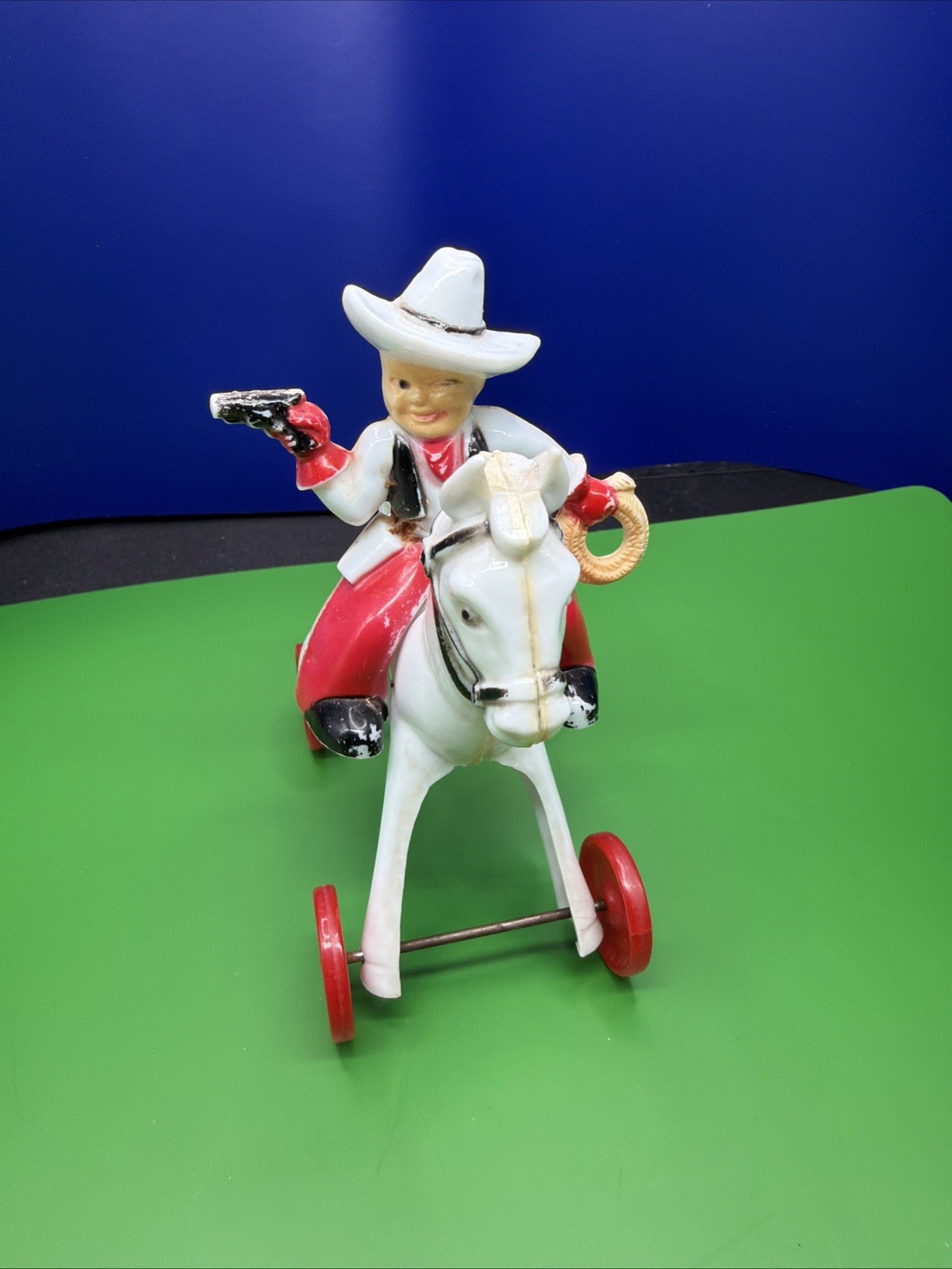 Vintage Rosbro E Rosen Plastic Cowboy on Horse 1950s Candy Toy Collectible Vintage Rosbro E Rosen Plastic Cowboy on Horse 1950s Candy Toy Collectible