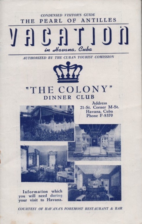 Vintage Havana Cuba Vacation Tourist Guide Colony Dinner Club Tropicana Casino