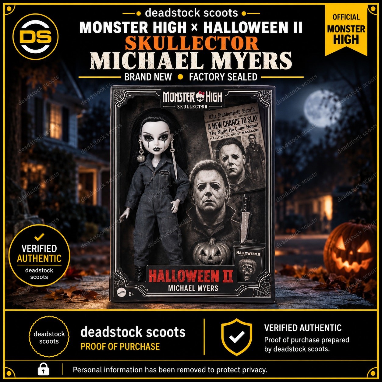 Monster High Skullector Halloween II Michael Myers Doll Mattel Creations