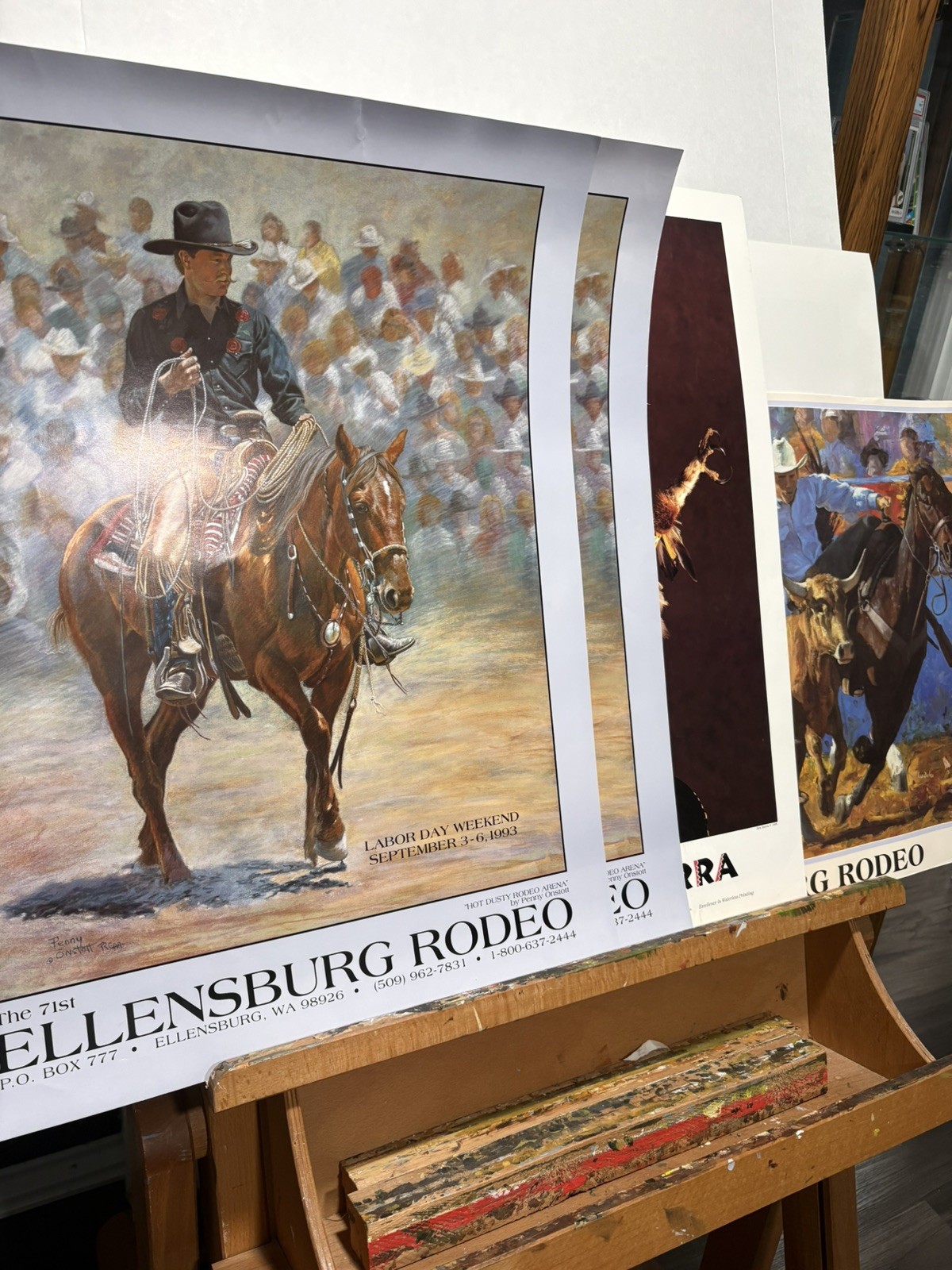 Lot 4 ELLENSBURG Washington Rodeo  Western Art Show Auction 1991 - 93 Poster WOW