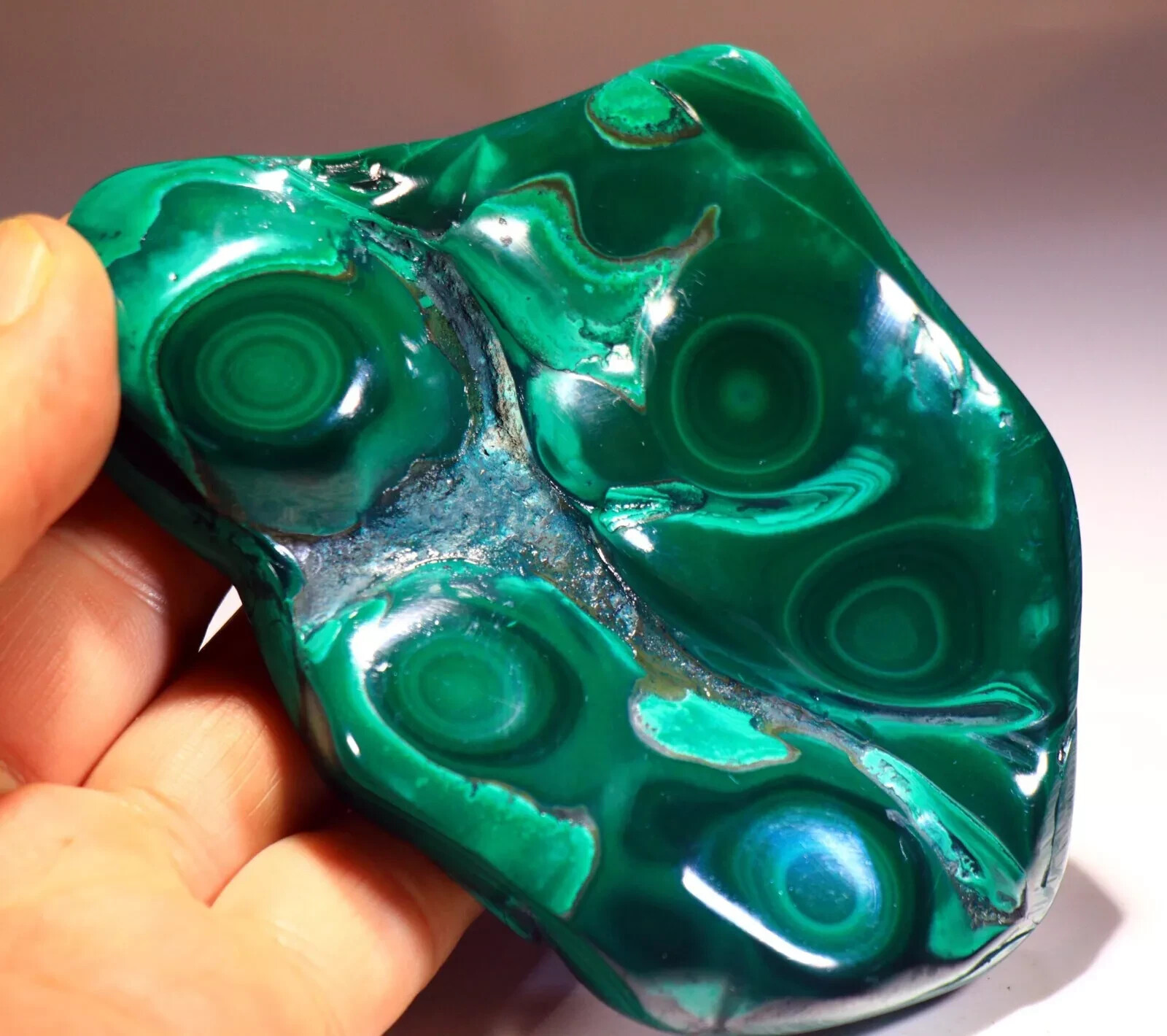 4.75 inch Top Quality Polished Bull's Eye Malachite, Congo 4.75 inch Top Quality Polished Bull's Eye Malachite, Congo