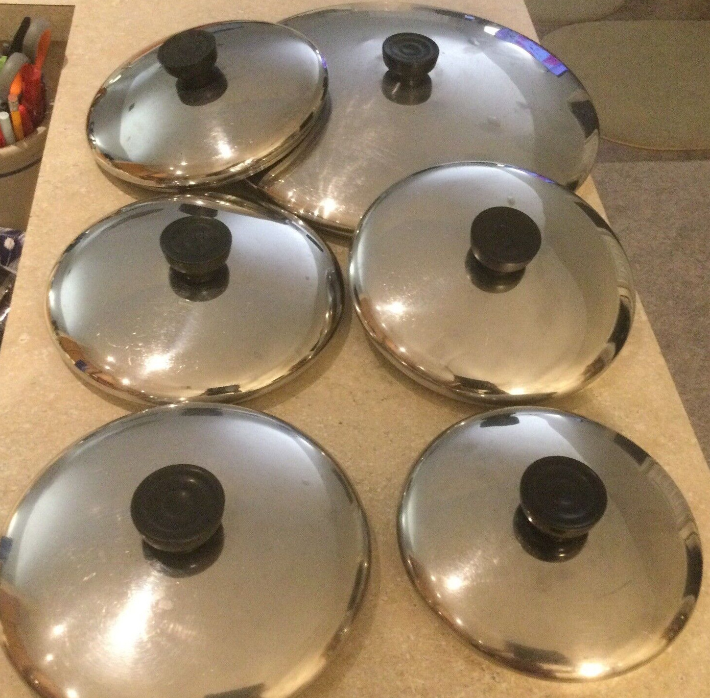 Vtg 1801 Revere Ware Stainless Steel Replacement Lids 5 1/4,6,7,9,10,12 Vtg 1801 Revere Ware Stainless Steel Replacement Lids 5 1/4,6,7,9,10,12